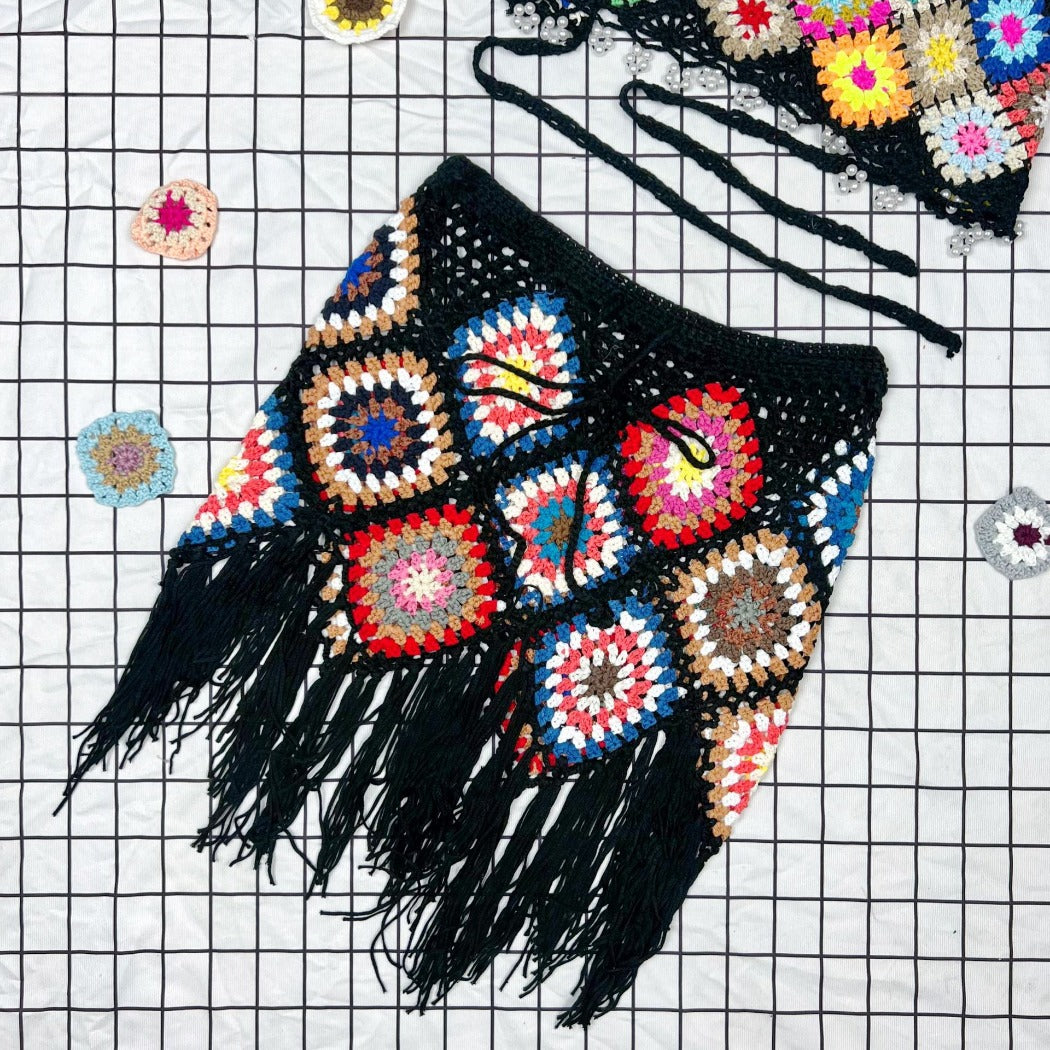Vesty - Boho Halter Top and Skirt Crochet Set