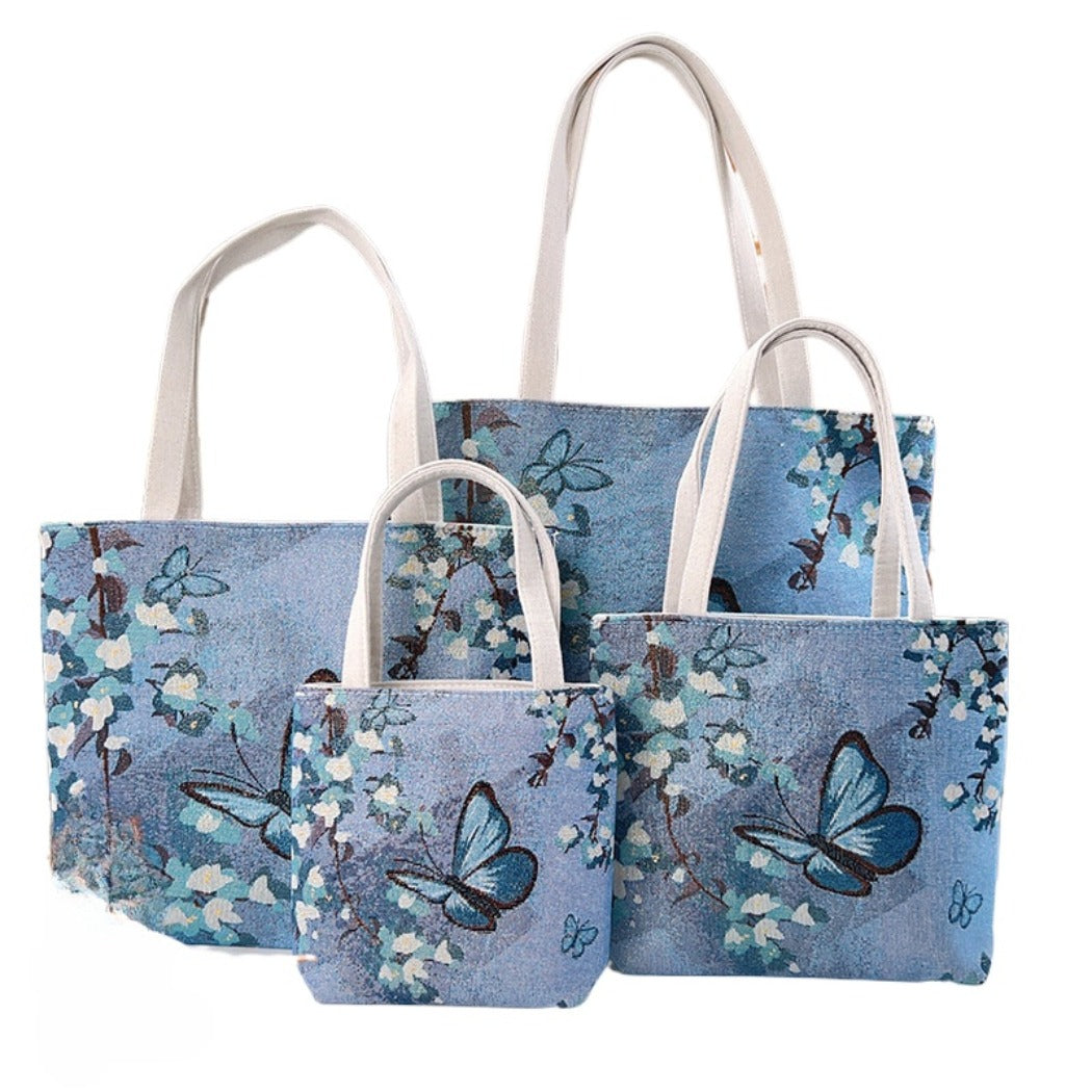 Cosbai - Blue Butterfly Tote Bag - 4 Convenient Sizes