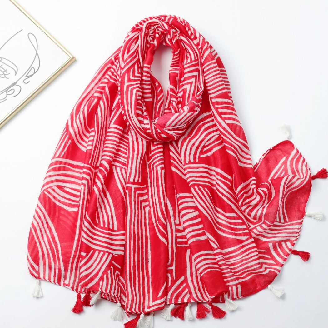 Scarvii - Striped Print Solid Scarf – Classic & Stylish