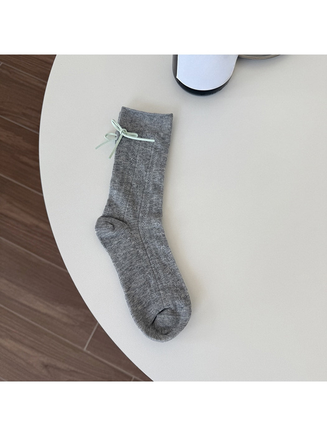 Rufia - Sweet Style Bow Accent Ribbed Crew Socks
