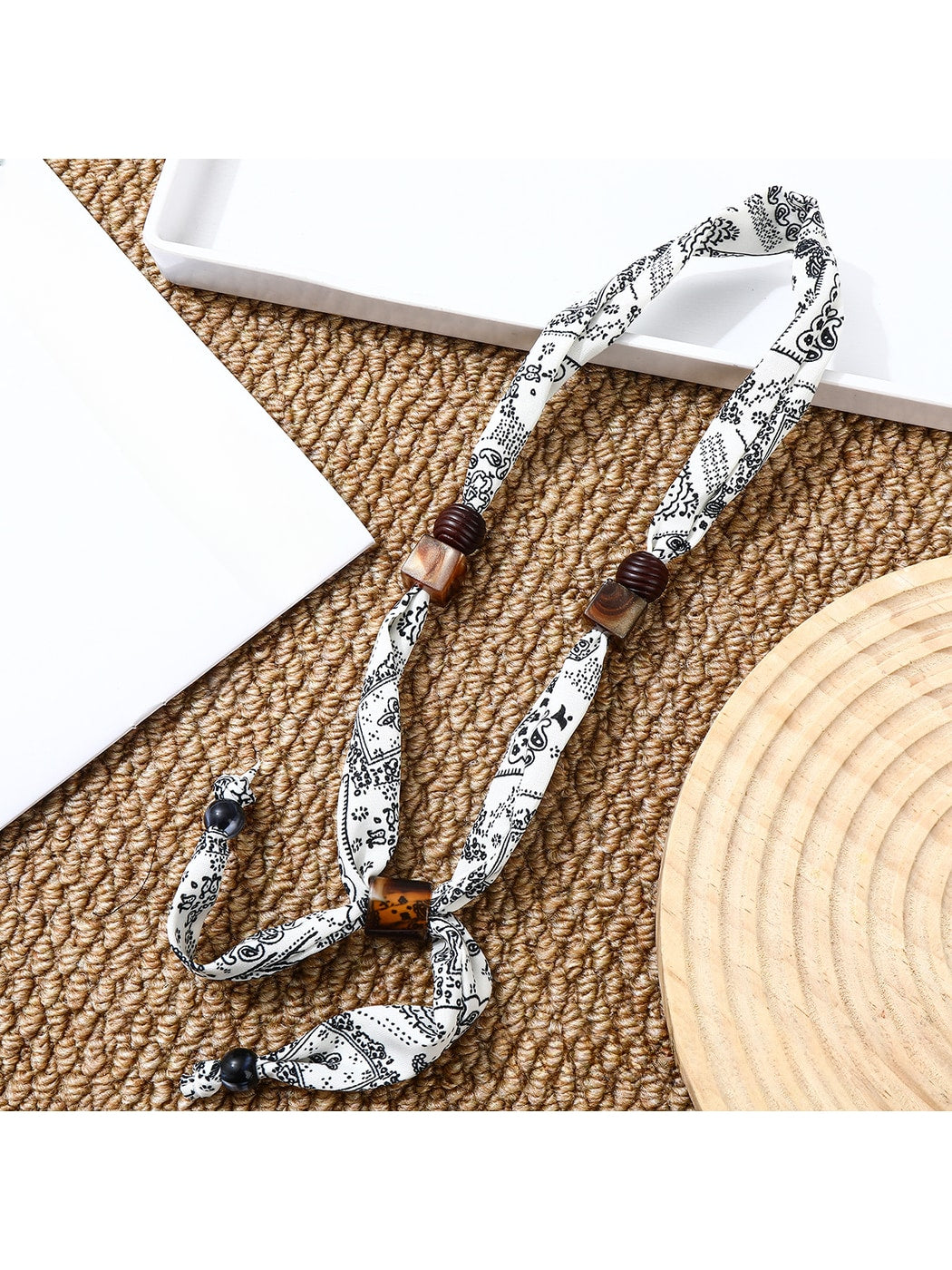 Scarvii - Decorative Long Beaded Fashion Narrow Scarf
