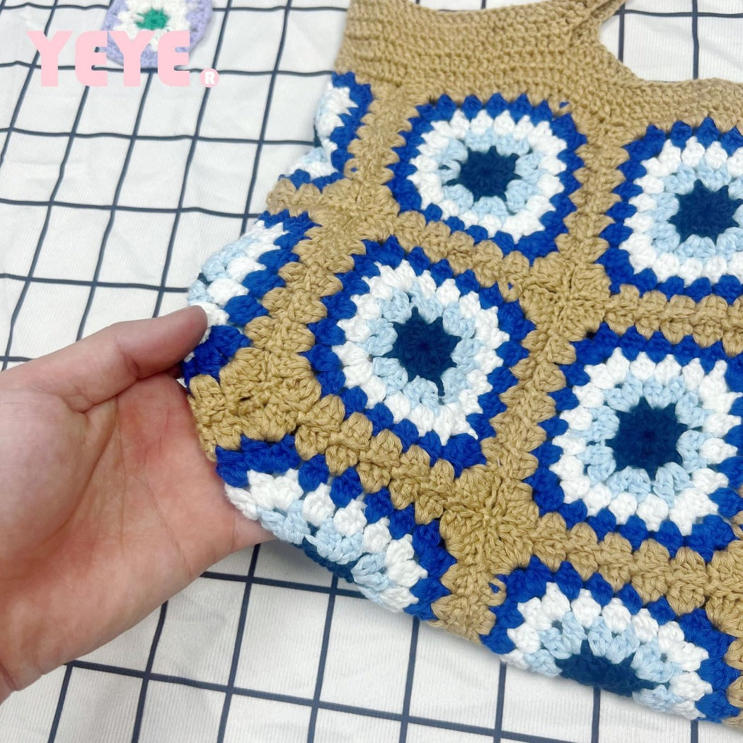 Cosbai - Handwoven Shoulder Bag – Coffee & Blue