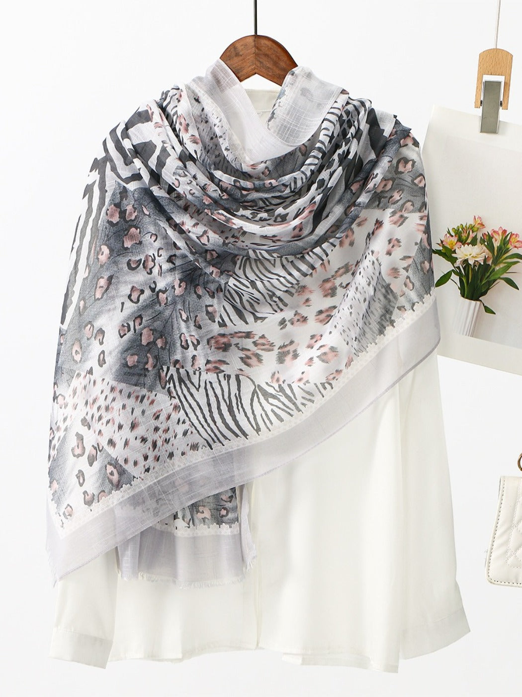 Scarvii - Multi-color Selectable Leopard Print Scarf Shawl Full Year