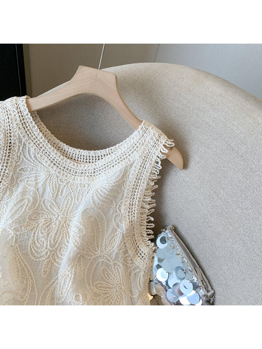 Crosa - Vintage Style Hollow Out Vest Top