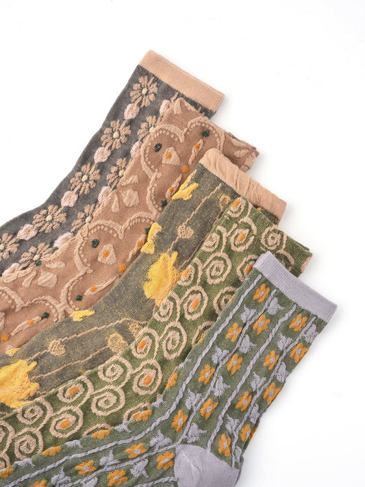 Rufia - Floral Knit Socks - Vintage & Stretchy