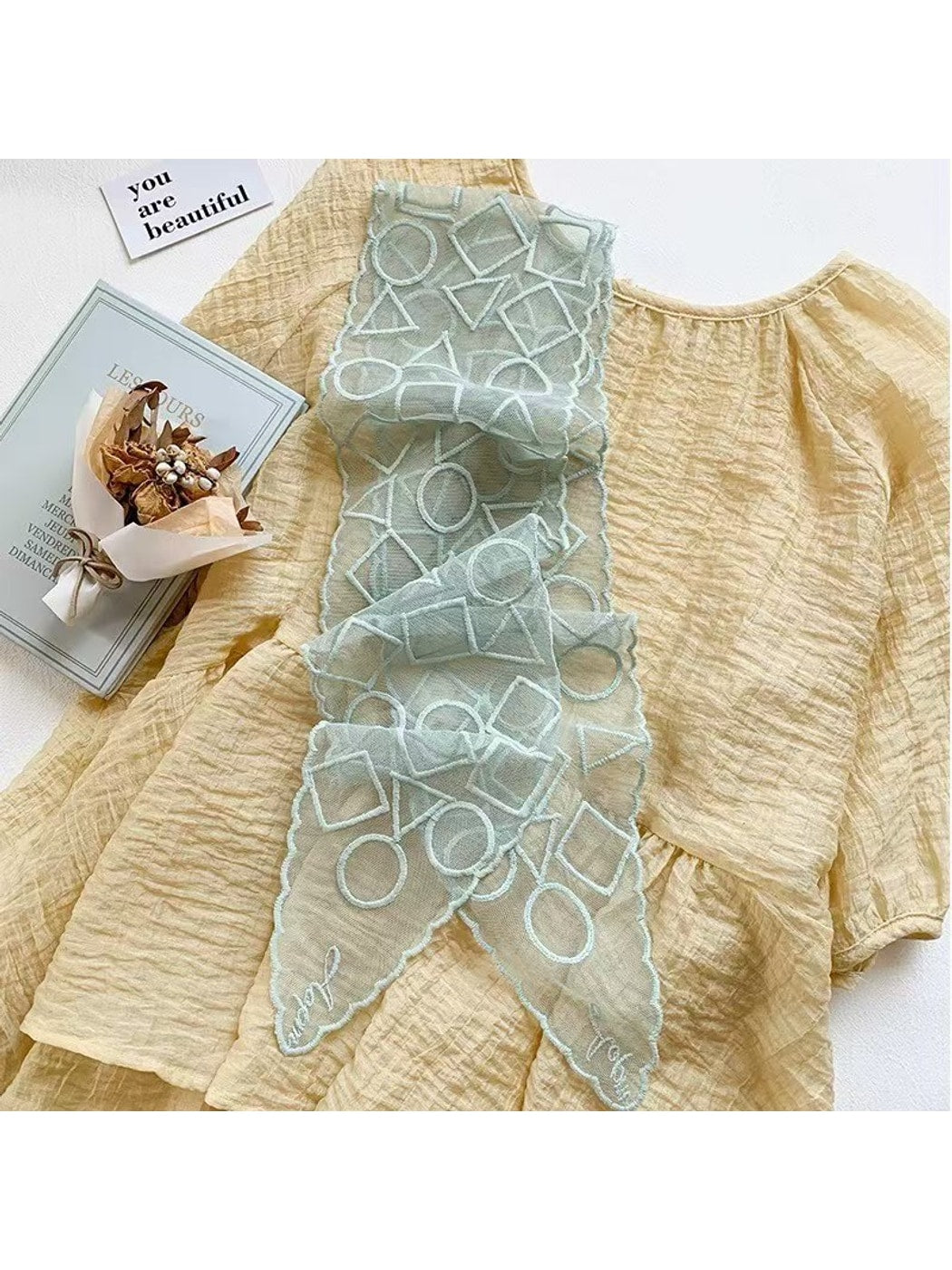 Scarvii - Embroidered Geometric Lace Scarf