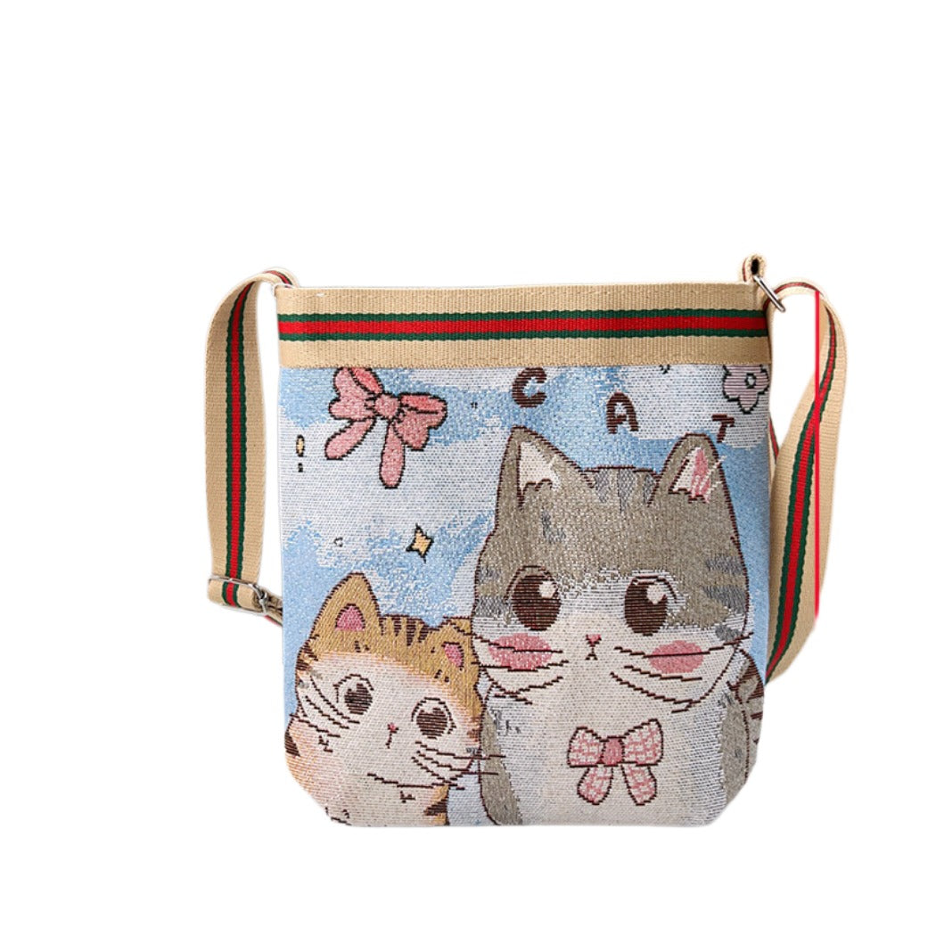 Cosbai - Cute Cartoon Crossbody Bag With Zipper