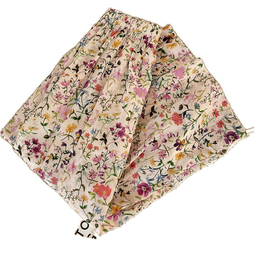 Shea - Floral Wide-Leg Long Pants - Loose & Cheerful