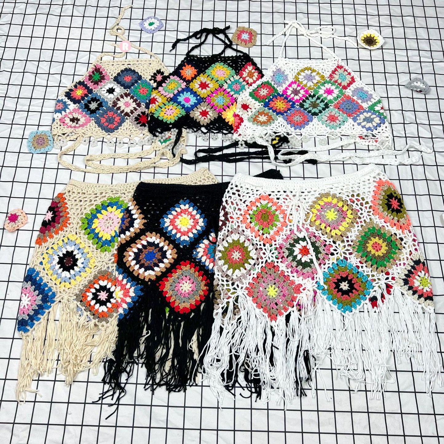 Vesty - Boho Halter Top and Skirt Crochet Set