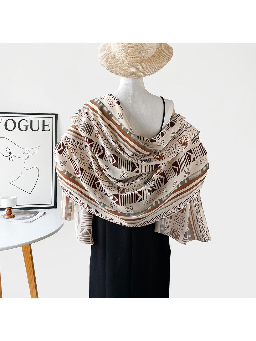 Scarvii - Geometric Print Long Scarf - Timeless & Chic