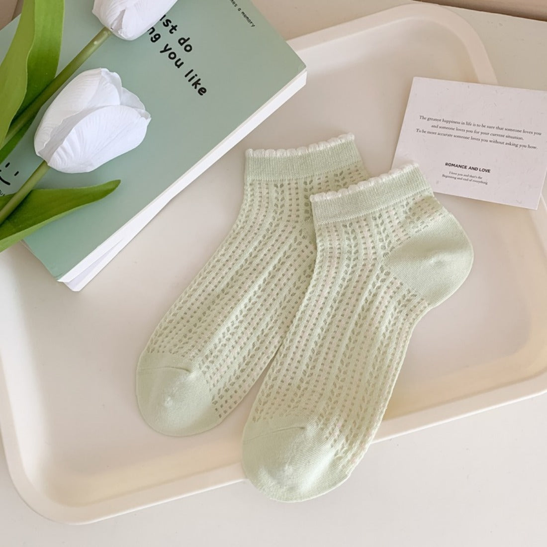 Rufia - Pastel Green & Pink Summer Ankle Socks