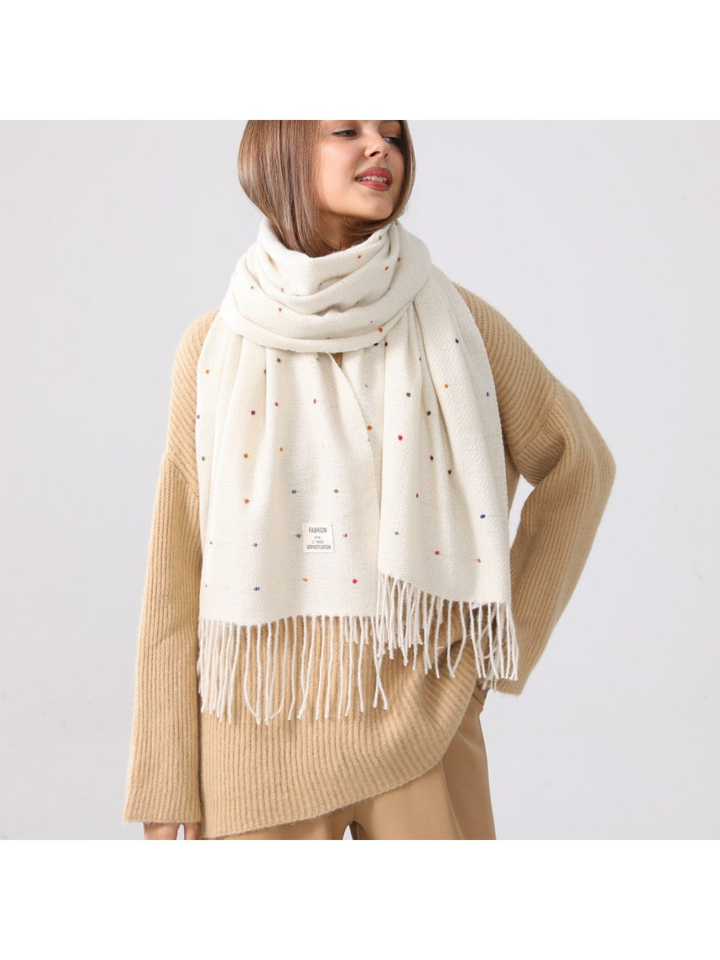 Scarvii - Polka Dots Tassel Winter Scarf