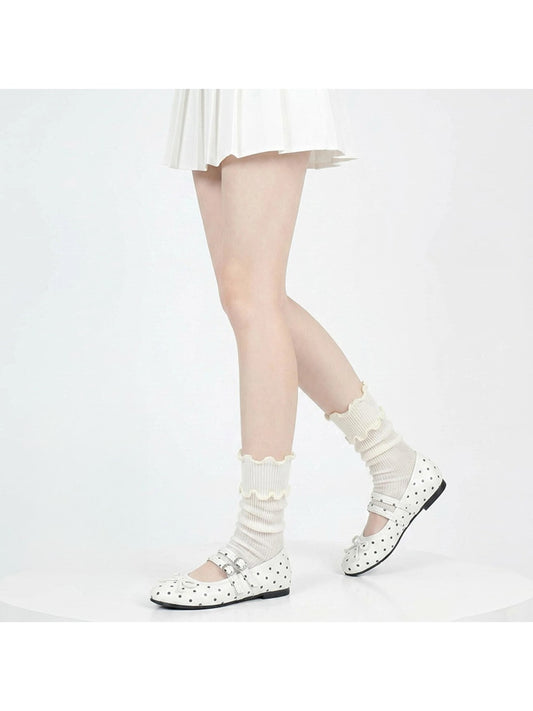 Rufia - Ruffle Edge Ribbed Crew Socks