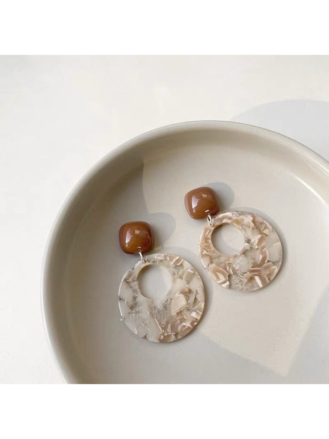 Earwish - Marbled Circle Drop Earrings