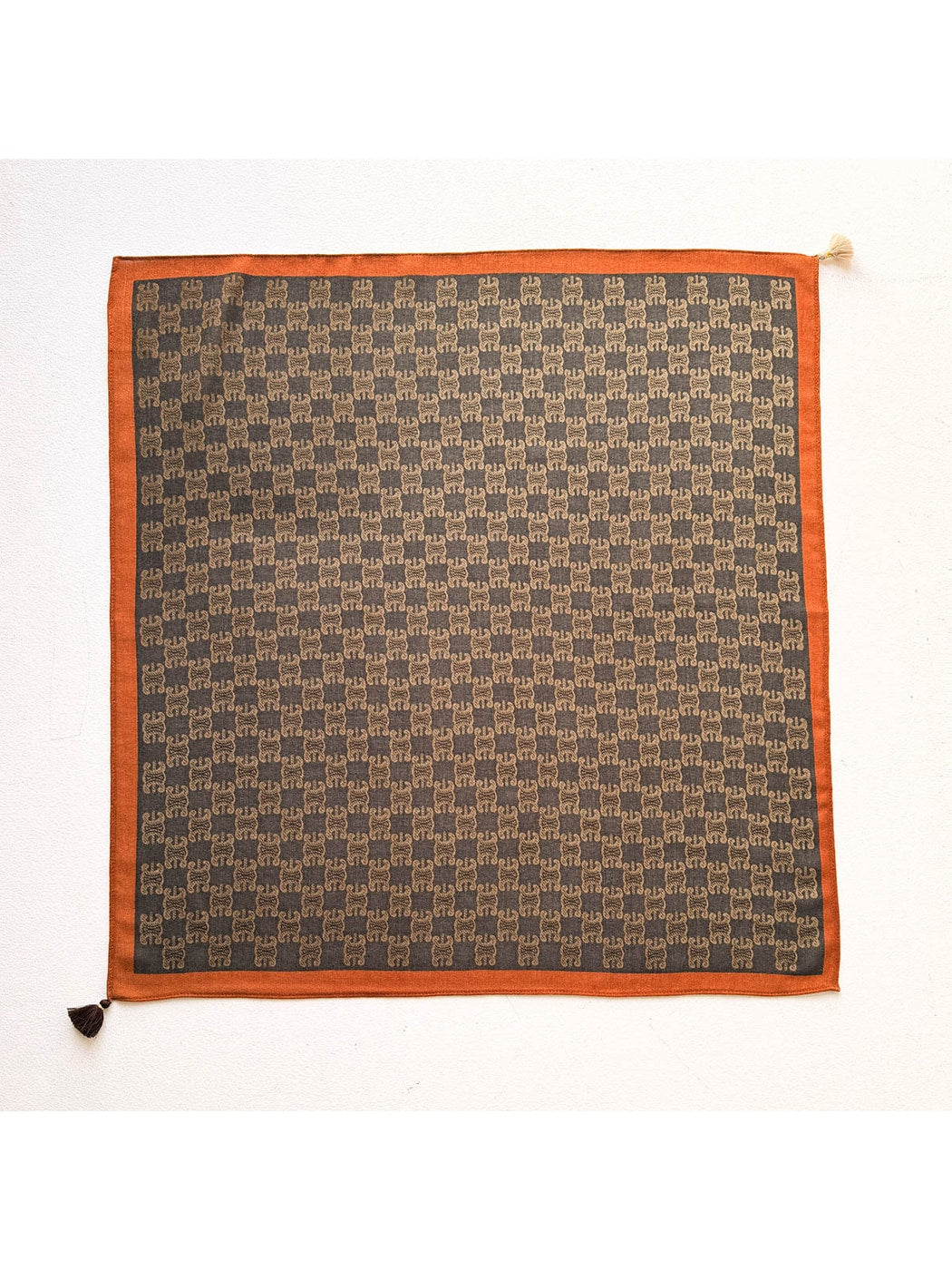 Scarvii - Retro Printed Tassel Detail Square Scarf