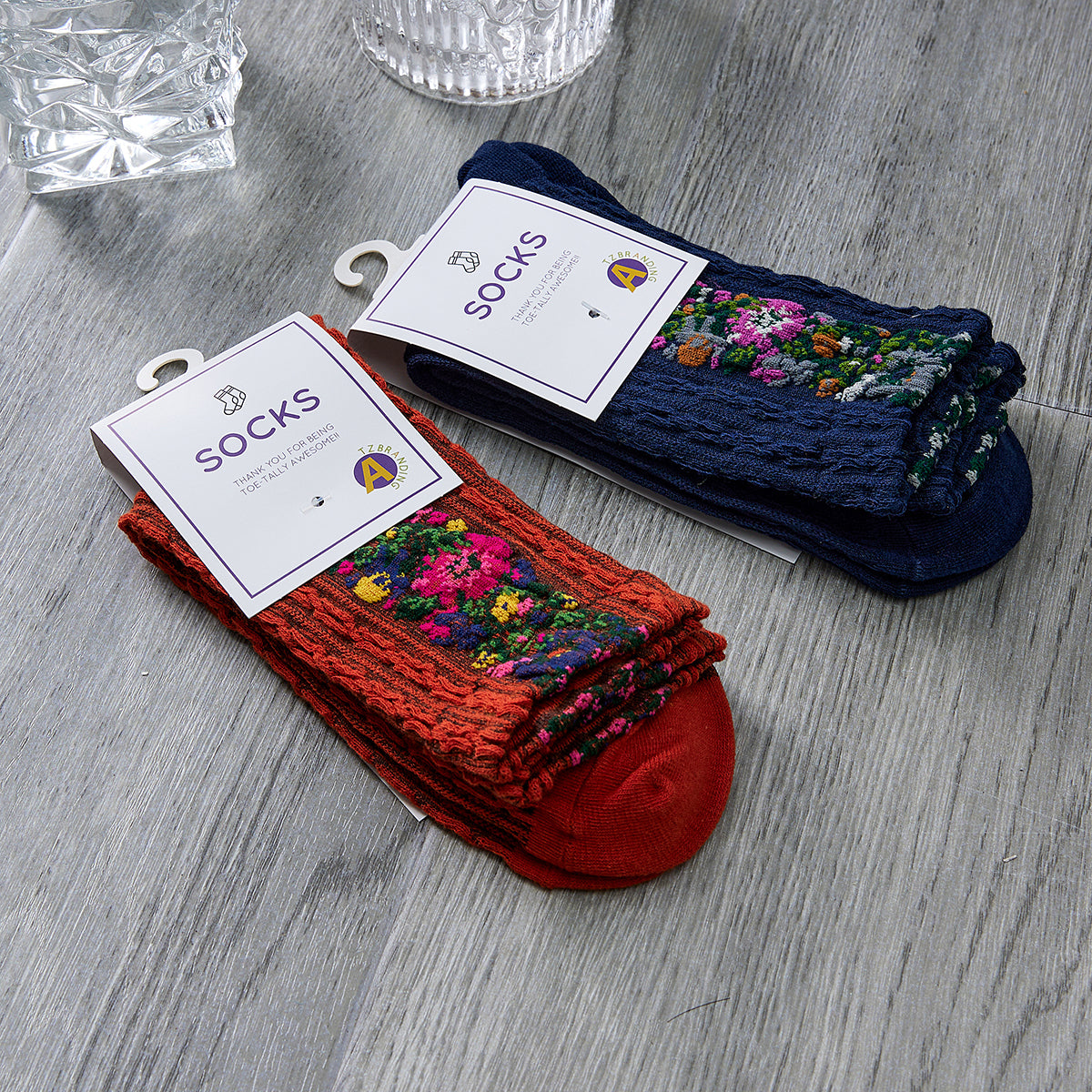 Rufia - Vintage Floral Print Summer Socks