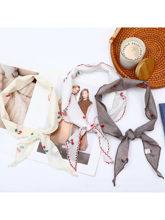 Scarvii - Playful Cherry Print Triangle Bandana