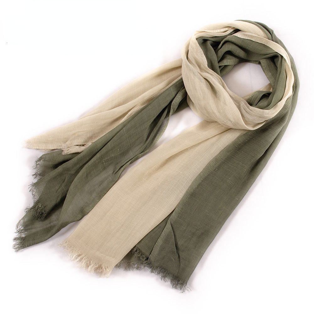 Scarvii - Elegant Contrast Style Cotton Long Scarf