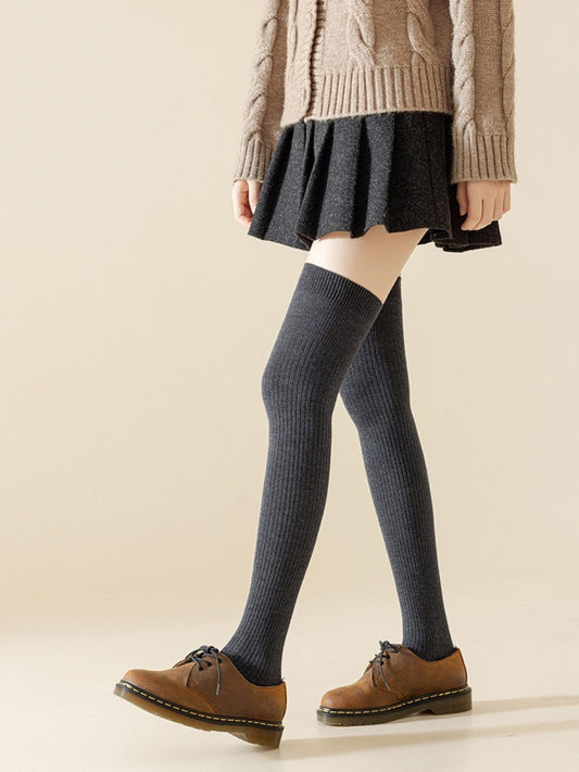 Rufia - Classic Solid-Color Knee-High Winter Socks for Girls