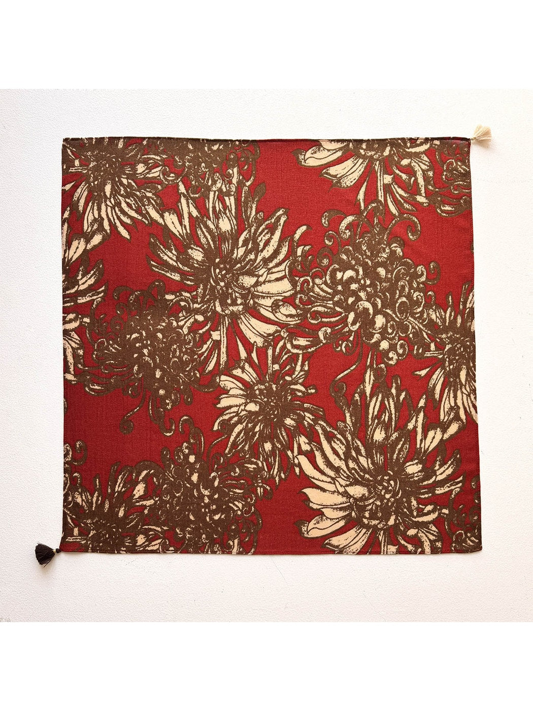 Scarvii - Warm Tone Floral Print Fashion Square Scarf