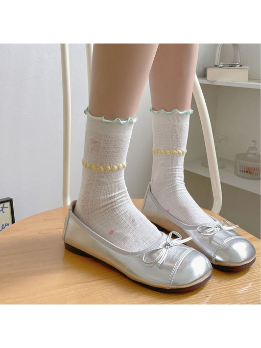 Rufia - Candy Colorblock Ruffle Trim Crew Socks