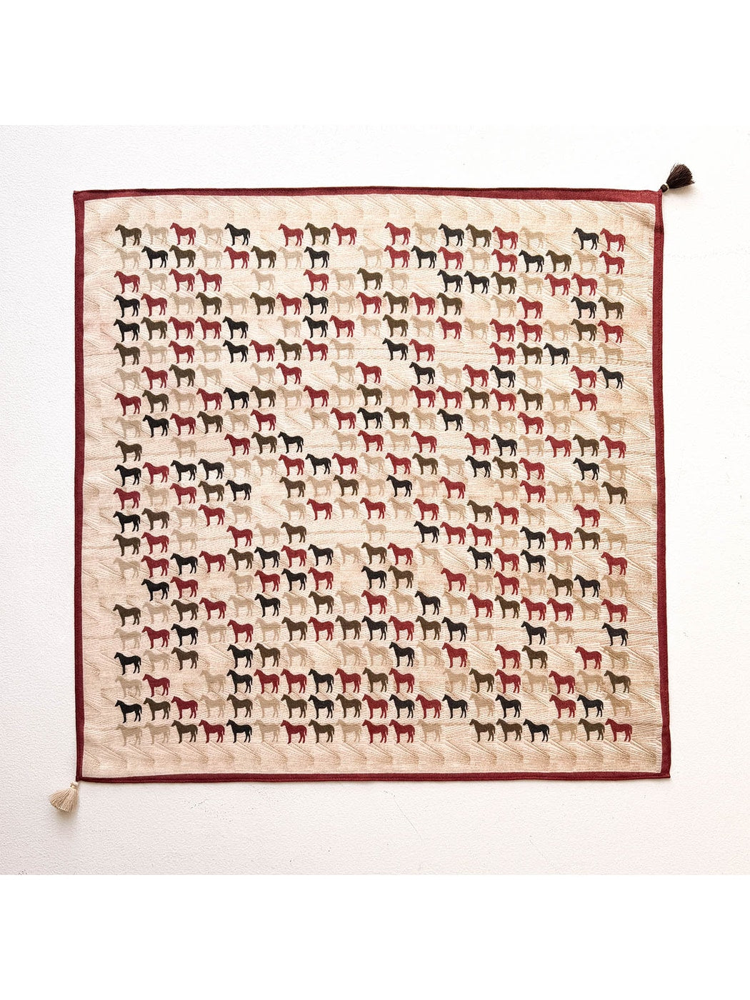 Scarvii - Horse Print Contrast Border Square Scarf
