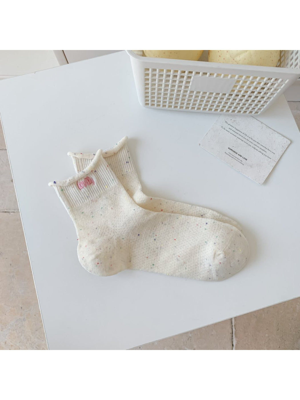 Rufia - Cute Icon Speckled Ankle Crew Socks