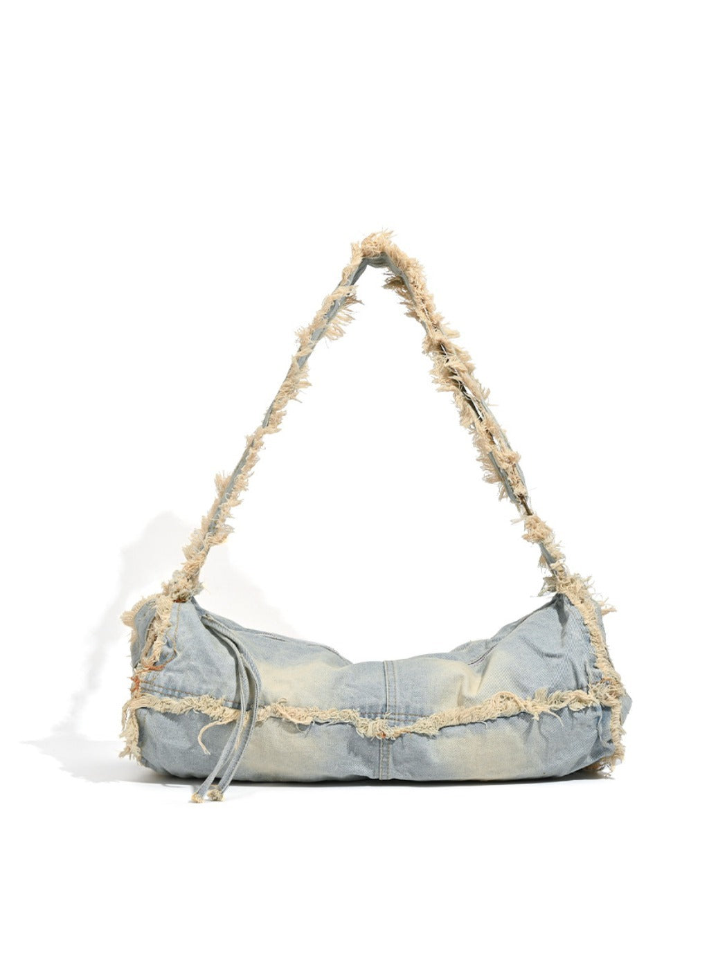 Cosbai - Large-capacity Washed Denim Bag with Shoulder Strap