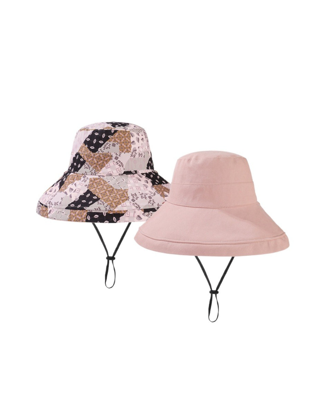 Haila floral reverse bucket hat with visible stitching and vibrant flower motifs