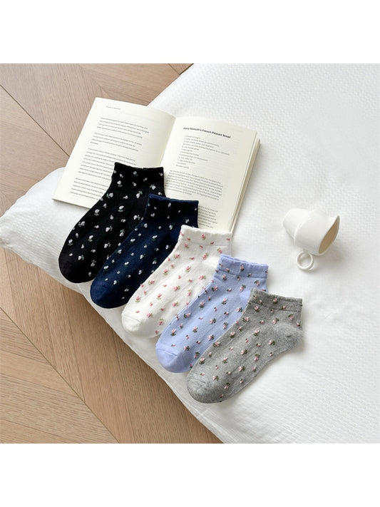 Rufia - Earthy Ditsy Floral Pattern Ankle Socks