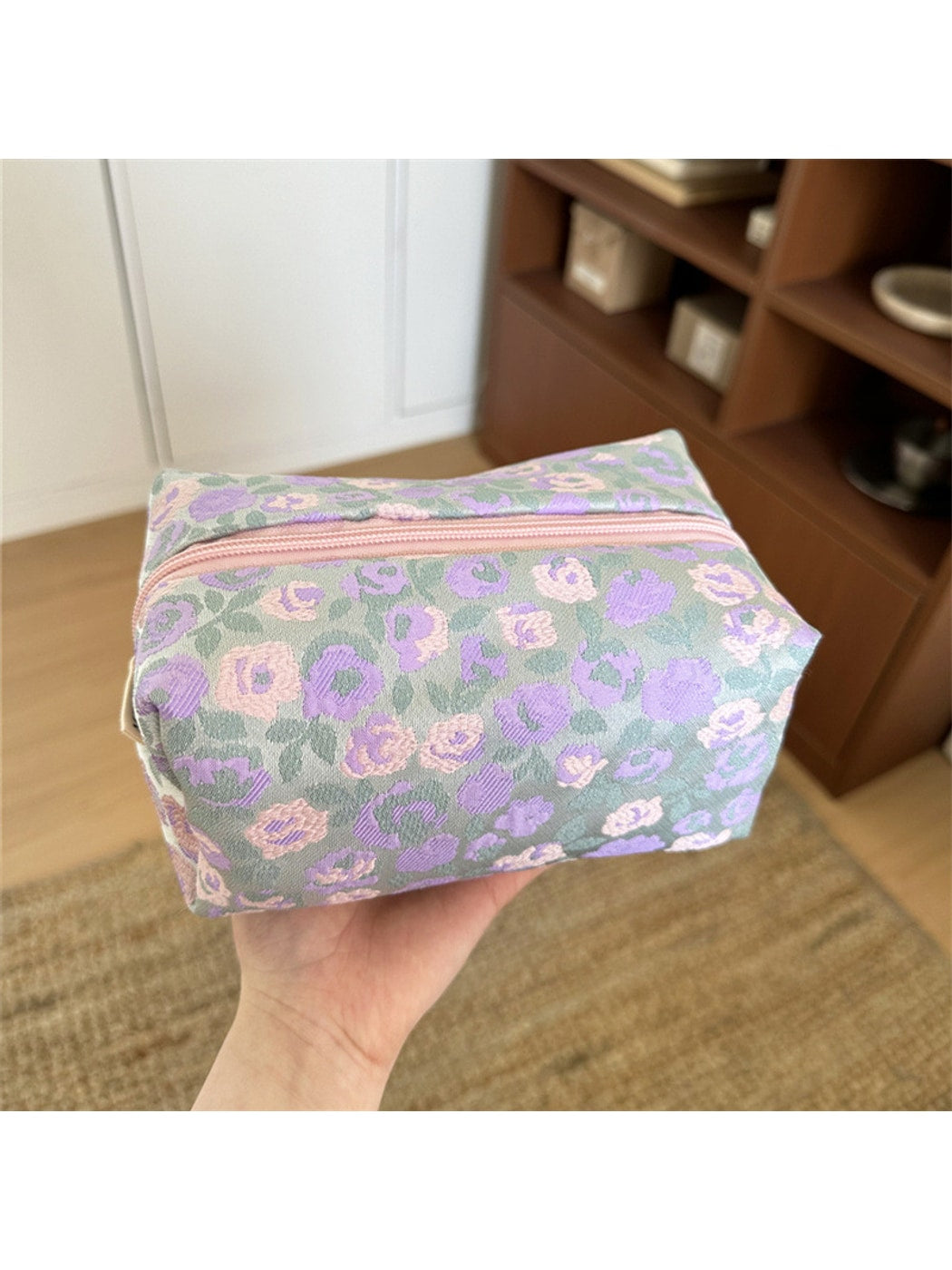 Cosbai - Cute Floral Zipper Cosmetic Organizer Bag