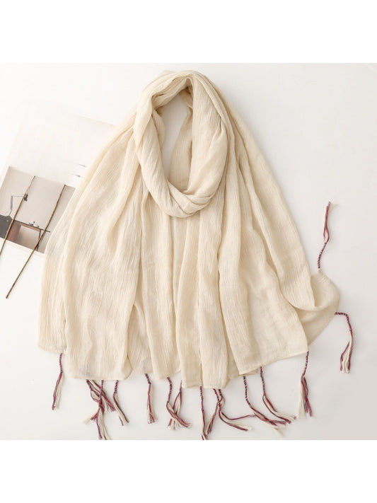Scarvii - Light Crinkled Texture Tassel Edge Scarf