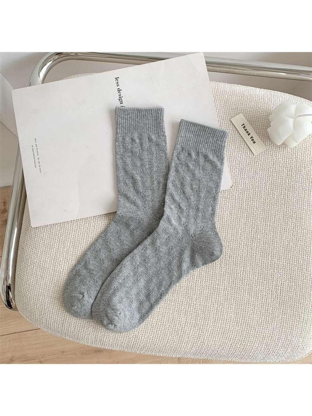 Rufia - Minimalist Clover Openwork Detail Crew Socks