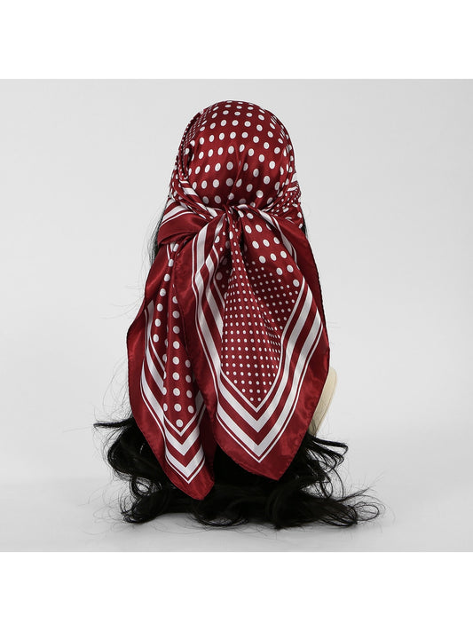 Scarvii - Retro Polka Dot Printed Fashion Square Scarf