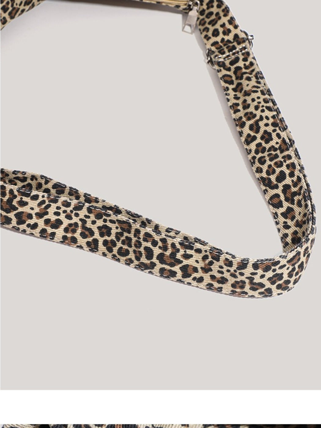 Cosbai - Large Capacity Single-shoulder Canvas Bag with Leopard Print
