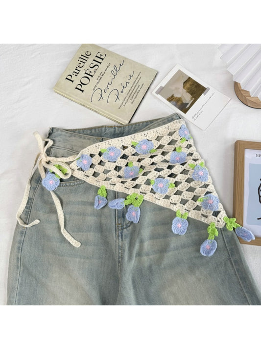 Scarvii - Openwork Flower Accent Triangle Headband