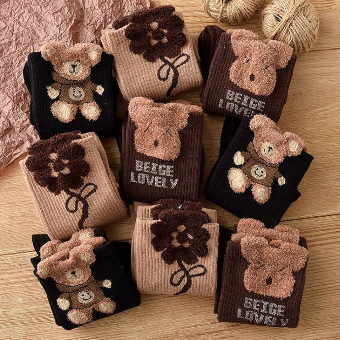Rufia - Bear Print Winter Socks