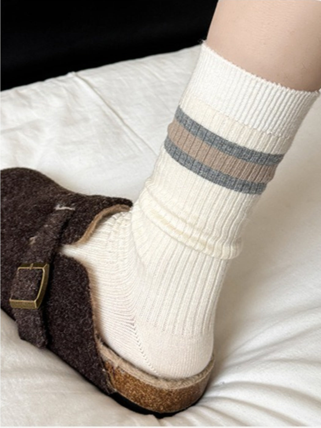 Rufia - Warm Breathable Mid-Calf Striped Socks
