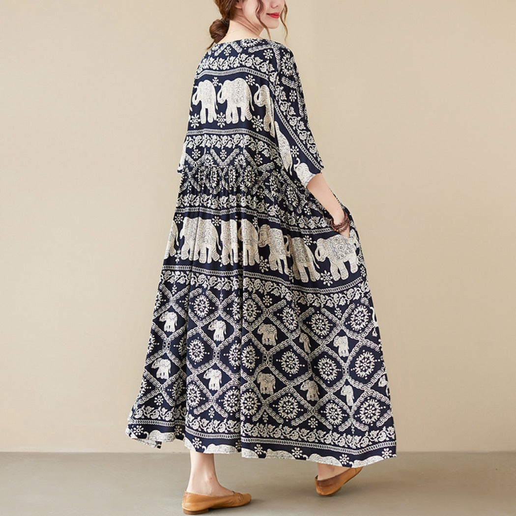 Troposa - Plus Size Boho Dress with Pockets