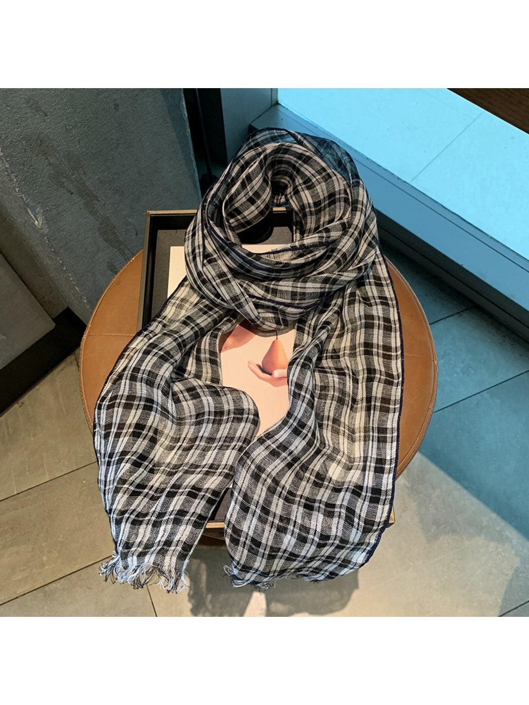 Scarvii - Muted Checkered Pattern Fashion Scarf