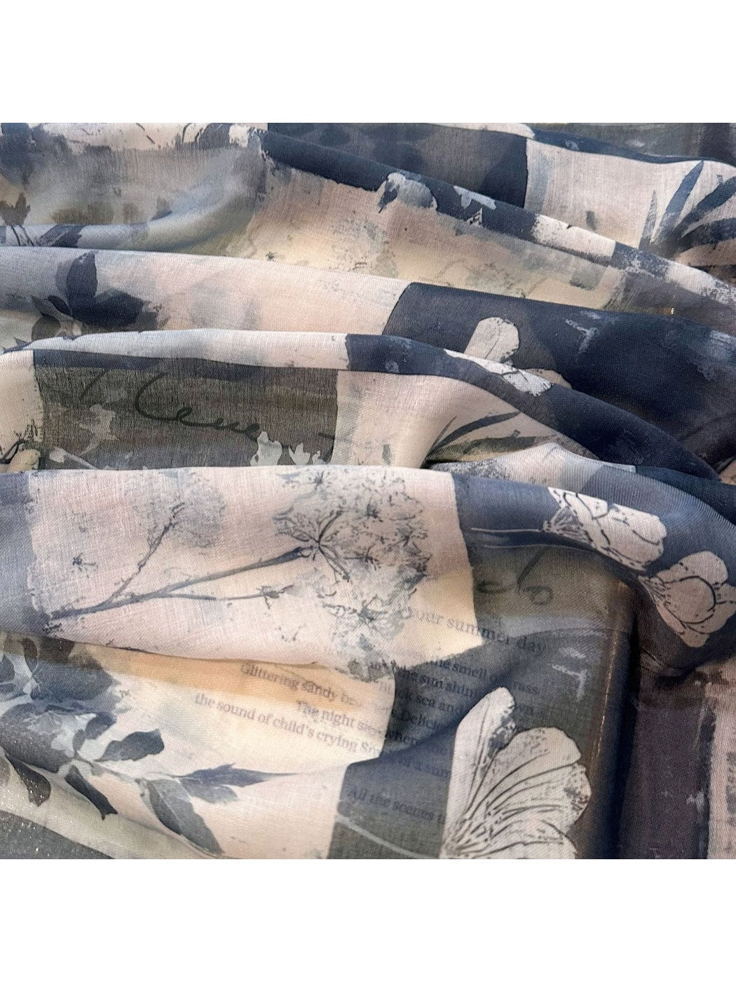 Scarvii - Vintage Blue Patchwork Summer Wrap Scarf