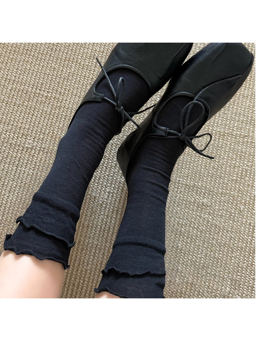 Rufia - Layered Ruffle Trim Solid Crew Socks