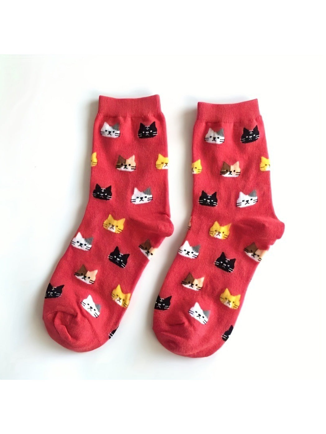 Rufia - Cute Cat Face Pattern Crew Socks