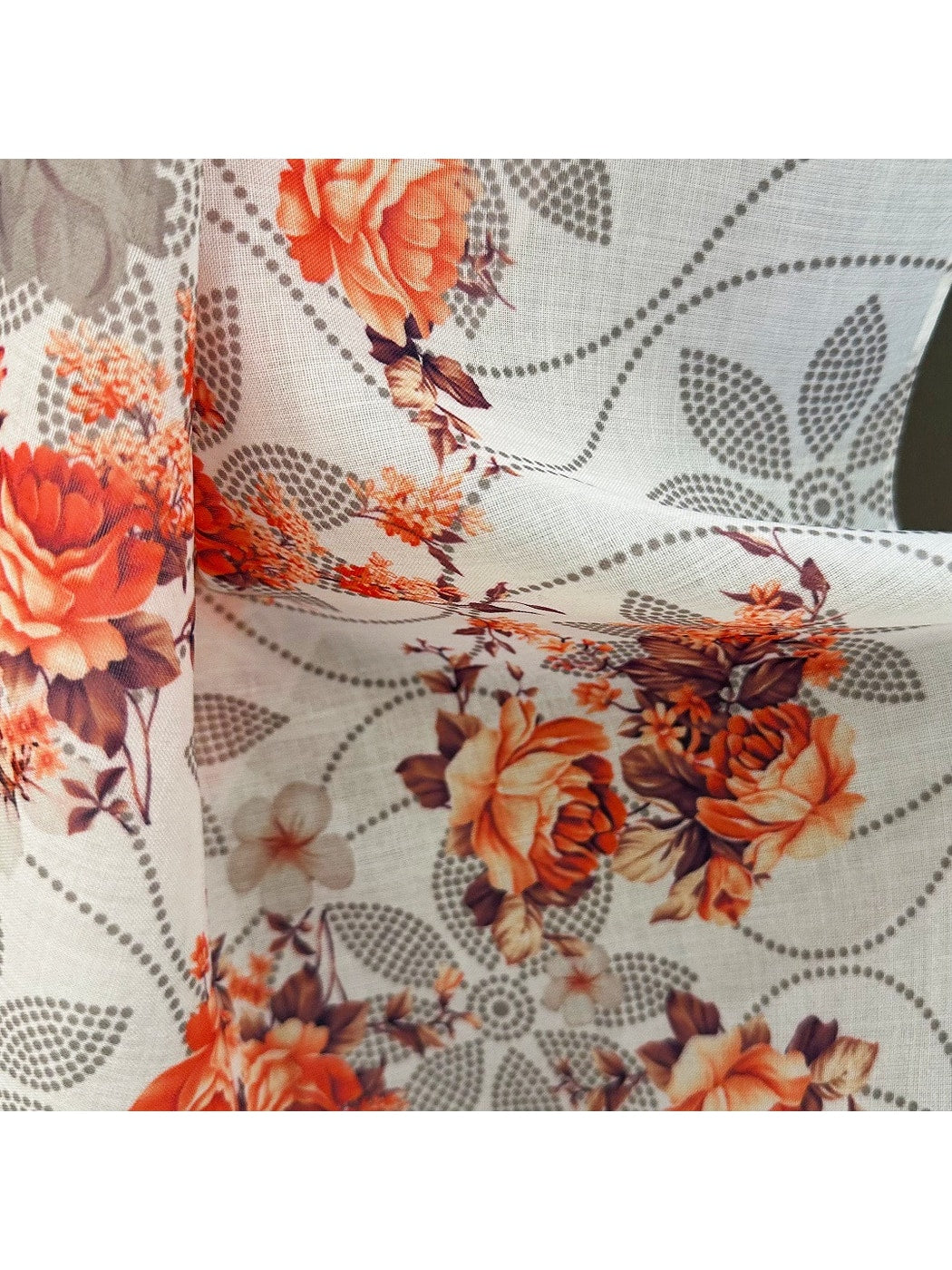 Scarvii - Warm Tone Floral Printed Square Scarf