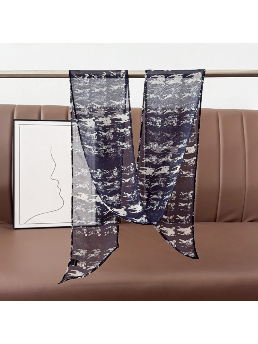 Scarvii - Abstract Print Fashion Ribbon Style Scarf