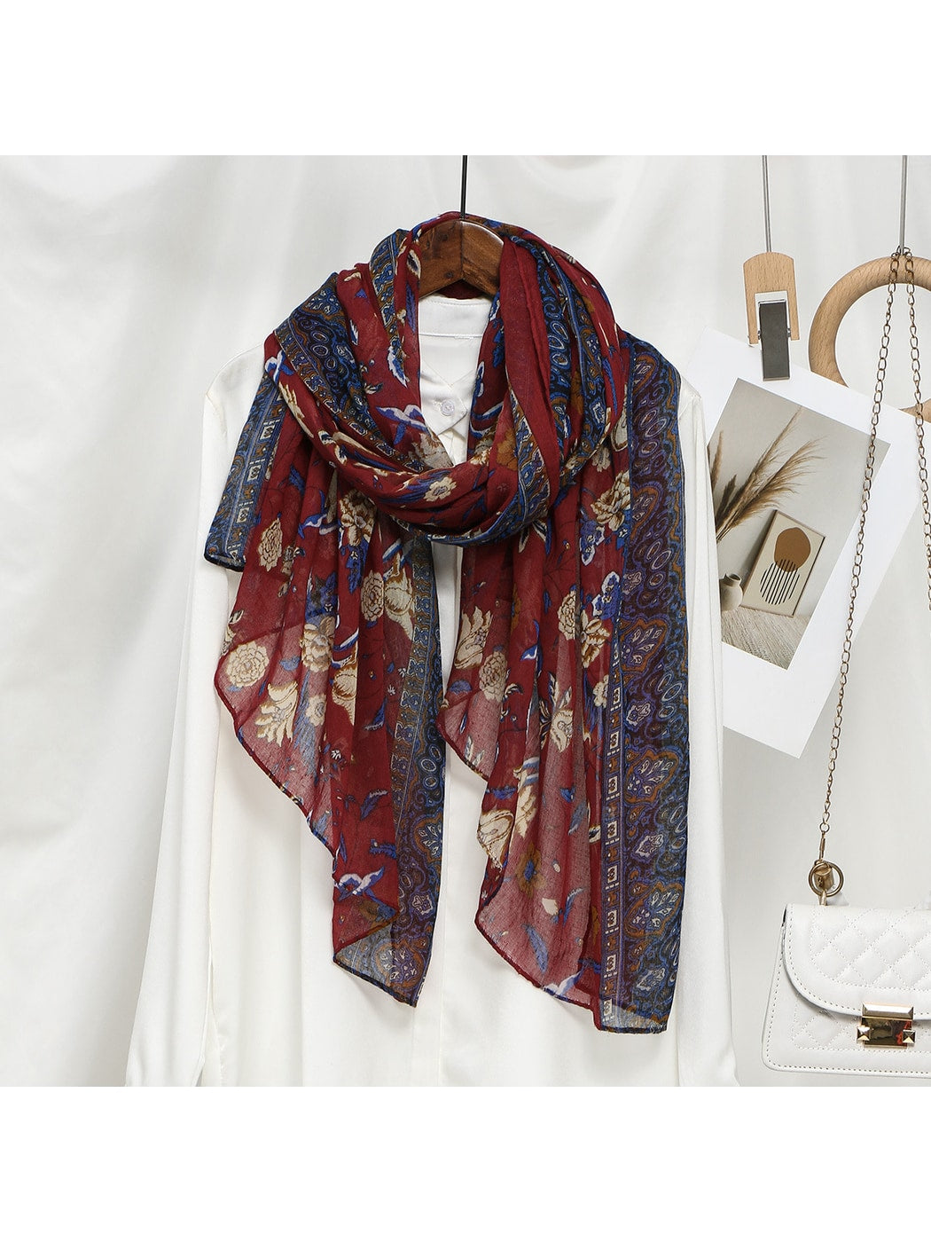 Scarvii - Floral Pattern Lightweight Wrap Scarf