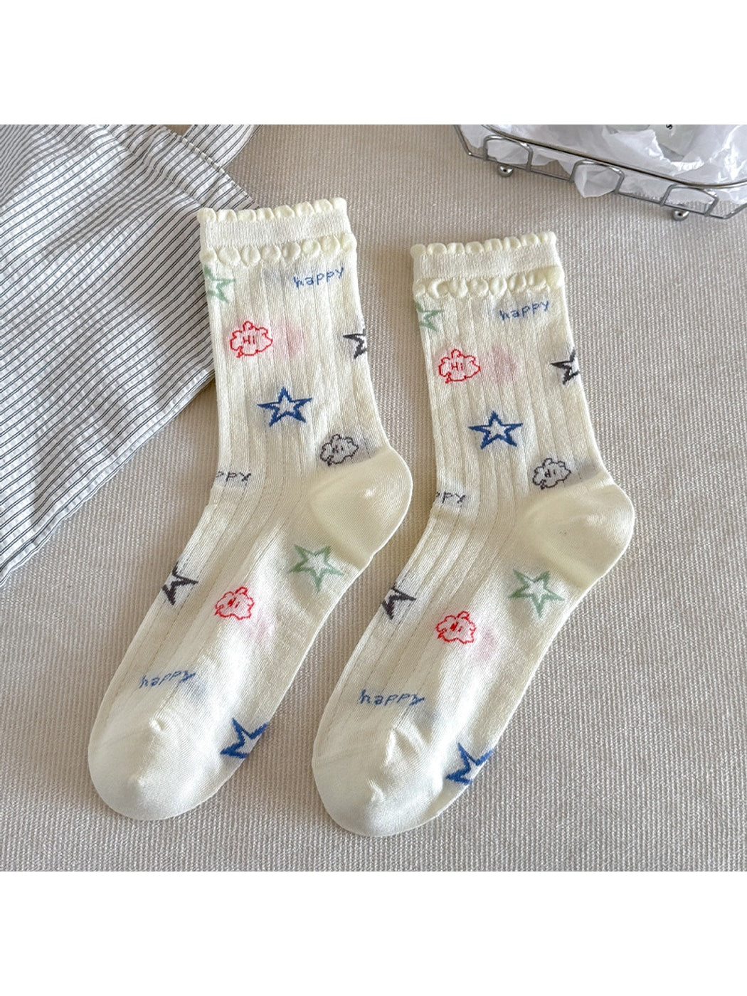Rufia - Women's Playful Pattern Crew Socks