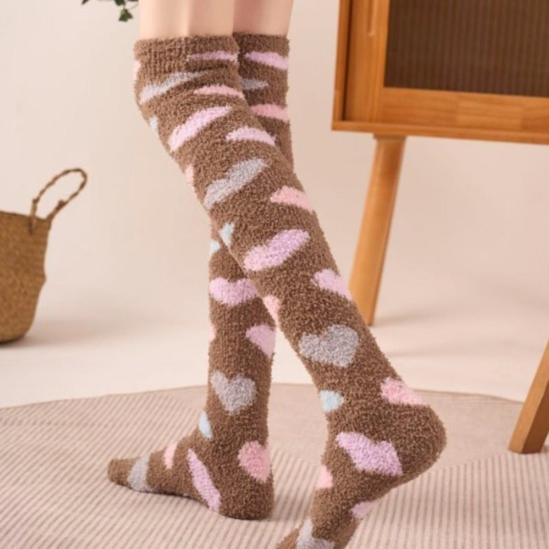 Rufia - Colorful Coral Fleece Over-the-Knee Socks