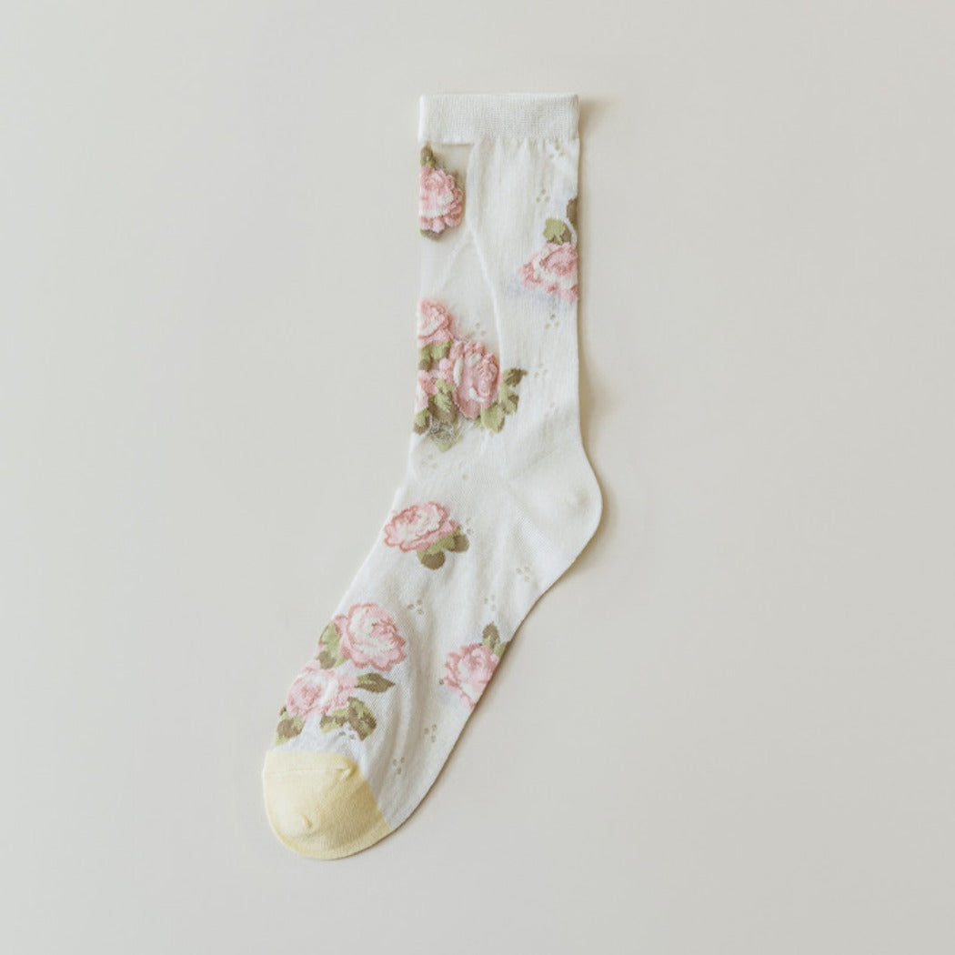 Rufia - Summer Floral Pattern Sheer Socks