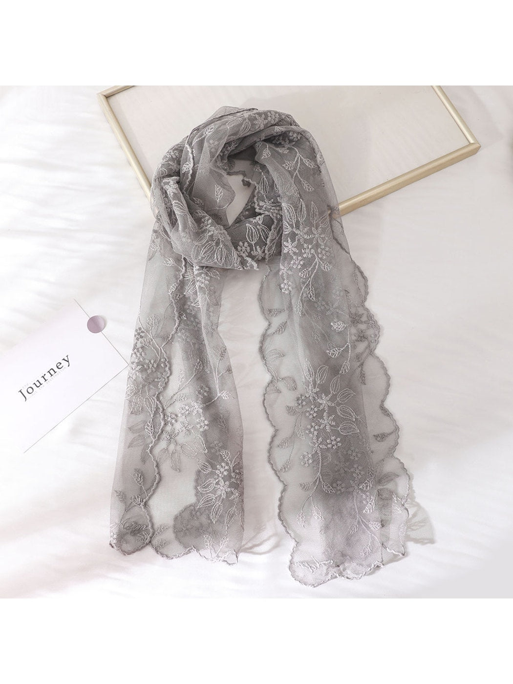 Scarvii - Floral Embroidered Decorative Long Scarf